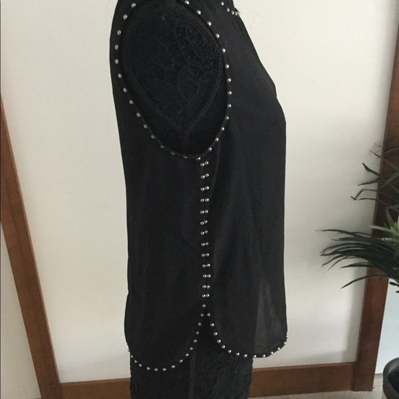 Sheer black top lined with silver studs - Picture 3 of 7